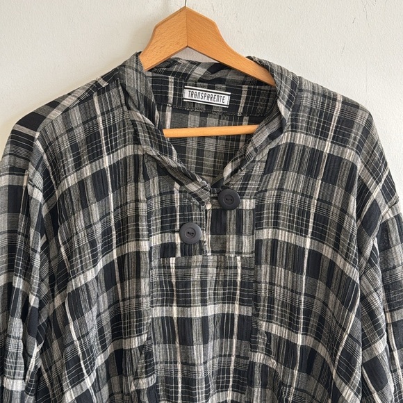 Transparente black plaid long sleeve flowy tunic top size XL - Picture 3 of 6